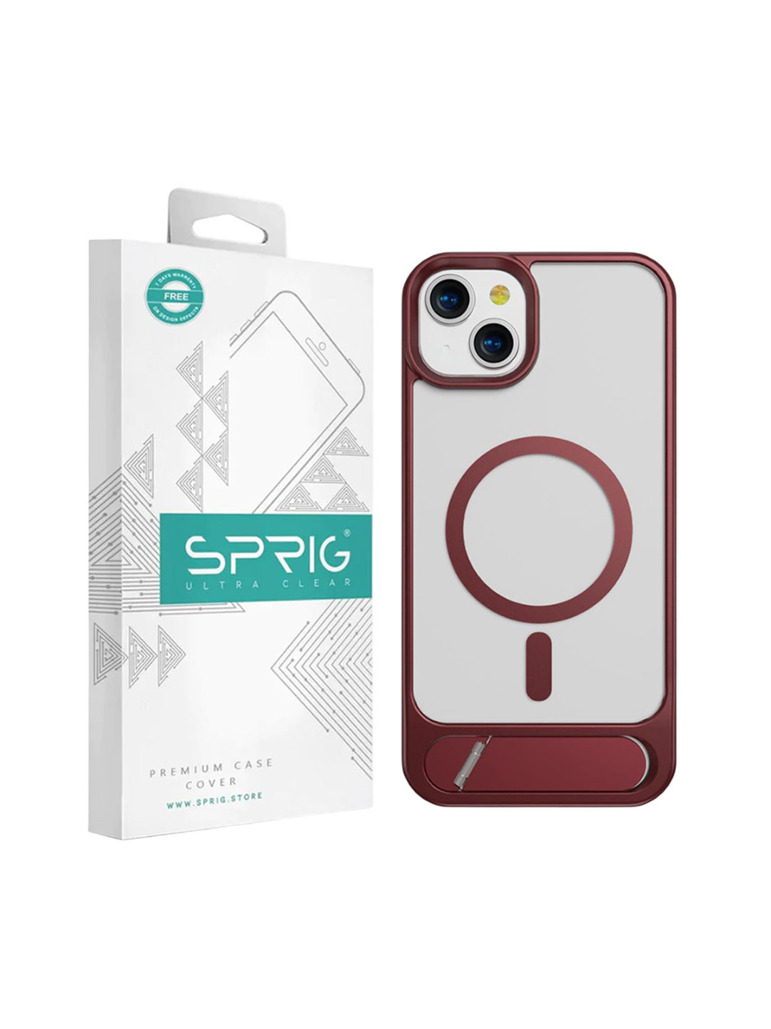 SPRIG iPhone 15 Transparent Magsafe with Stand Back Cover