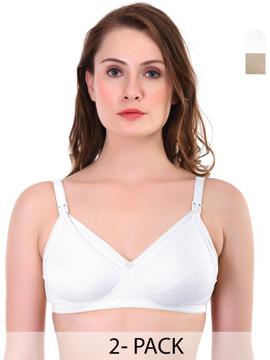 Liigne Pack of 2 Full Coverage Non Padded Maternity Cotton Bra