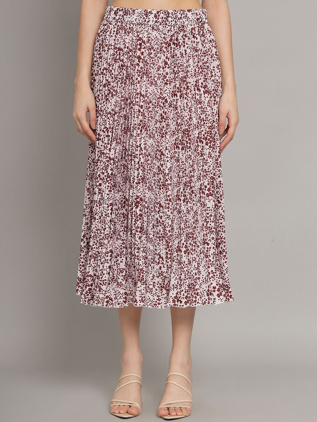 LookShine Floral Printed A-Line Pleated Midi Skirt