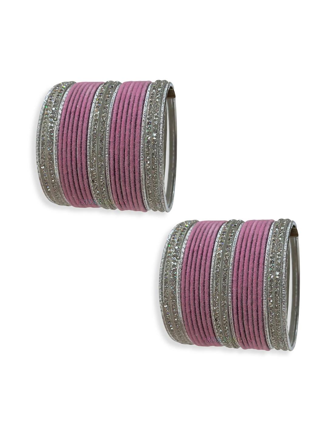 PRIYA KANGAN Silver Glass Zirconia Stone Velvet Metal Bangles
