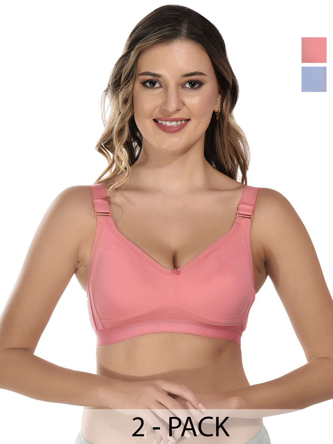 Viral Girl Women Pack Of 2 Full Coverage Non Padded Non-Wired Cotton Minimizer Bra