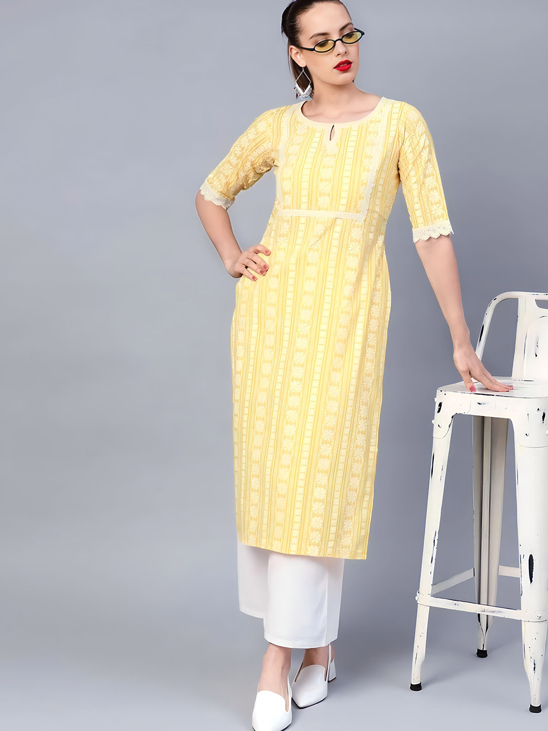 Sterio Pace Women Ethnic Motifs Printed Daily Straight Kurta