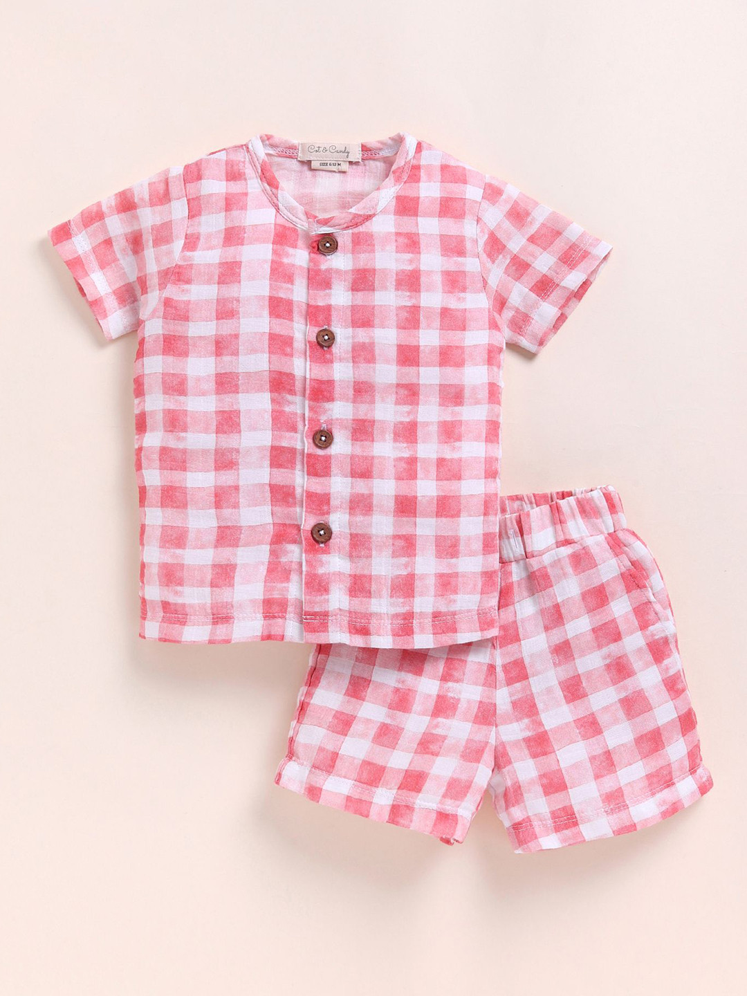 COT & CANDY Kids Checked Organic Cotton Shirt With Shorts