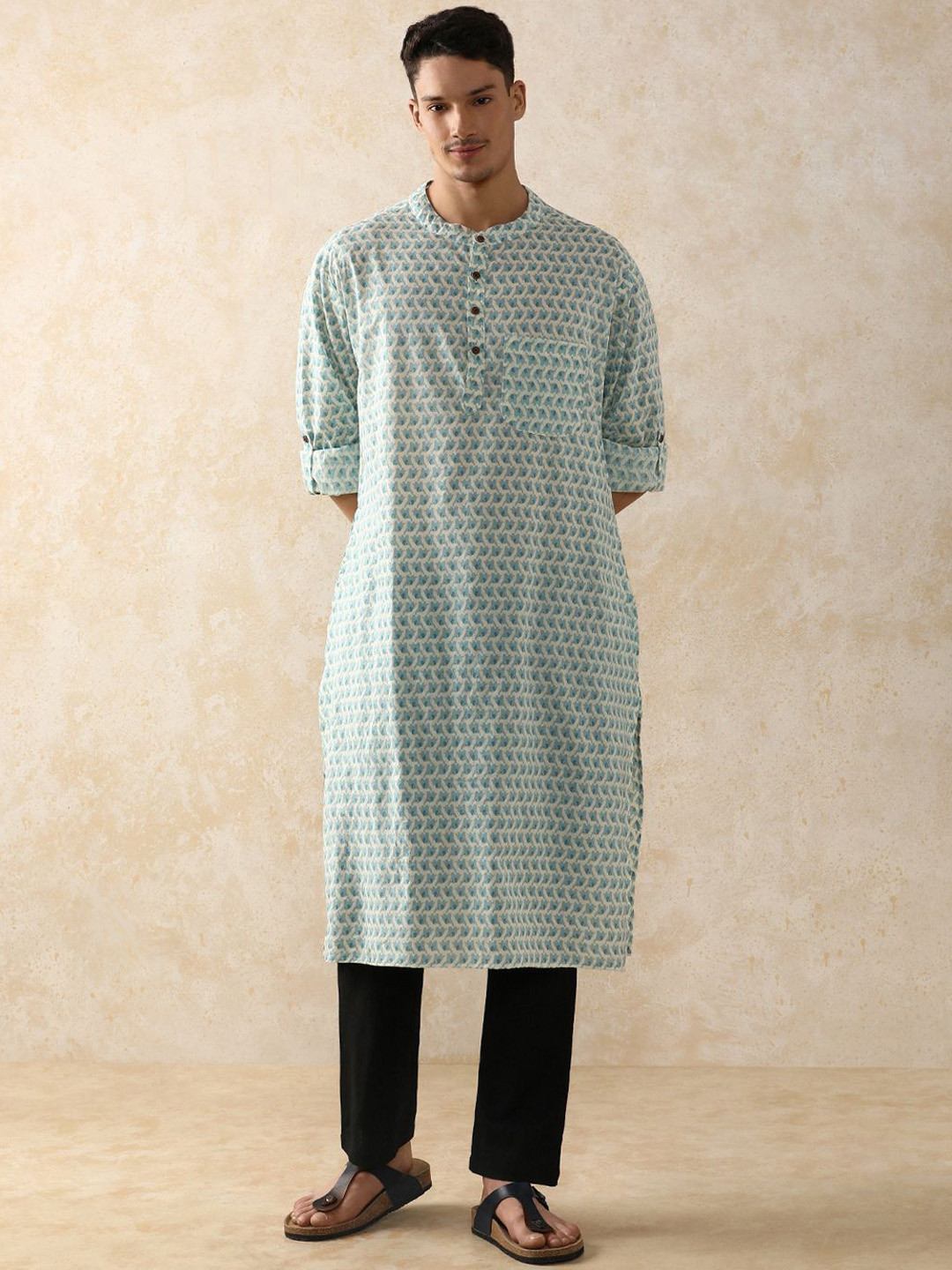 Moara Textured Printed Straight Pure Cotton Kurta with Trousers