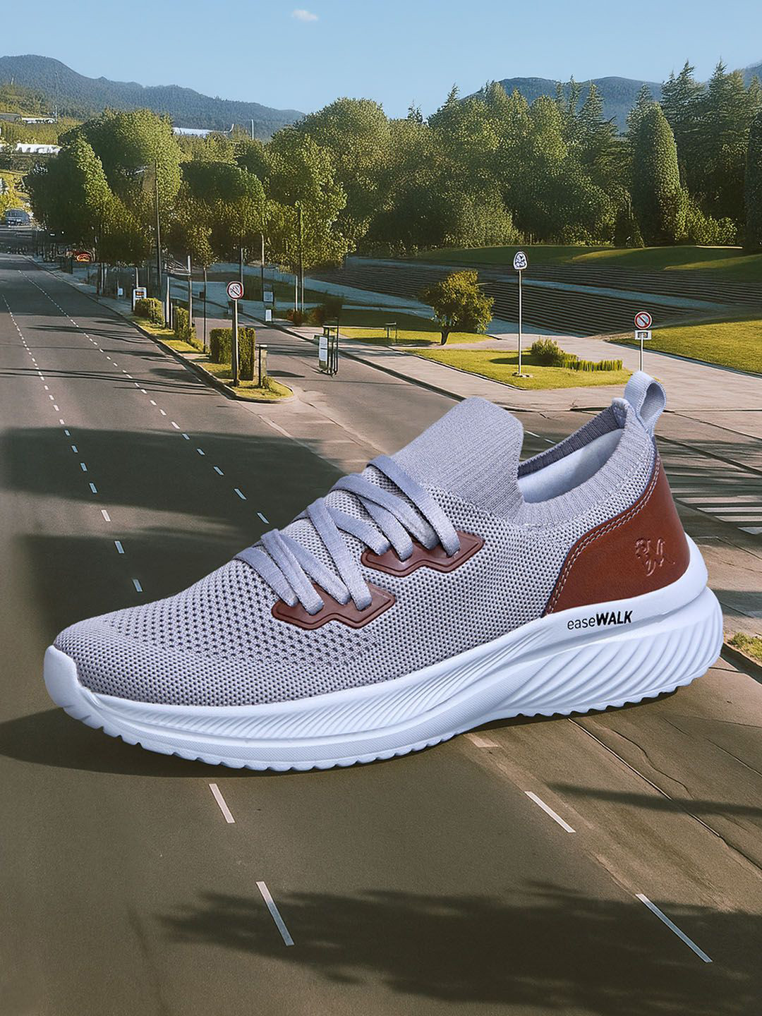 NEEMANS Men Ease Walk Snug Woven Design PU Slip-On Sneakers