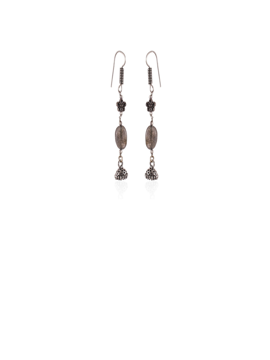 Shrim jewels Labradorite Beads & Floral Motif  Floral Shaped Drop Earrings
