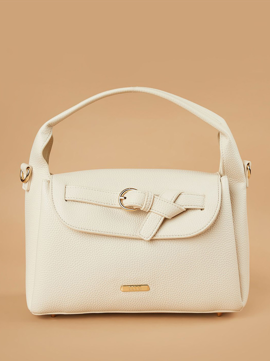 CODE by Lifestyle Women Textured Baguette Bow Detail Satchel Bag