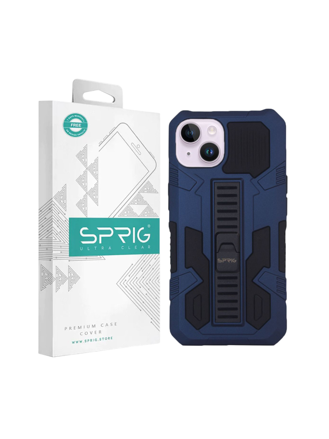 SPRIG iPhone 15 Armor Case with Stand Back Cover