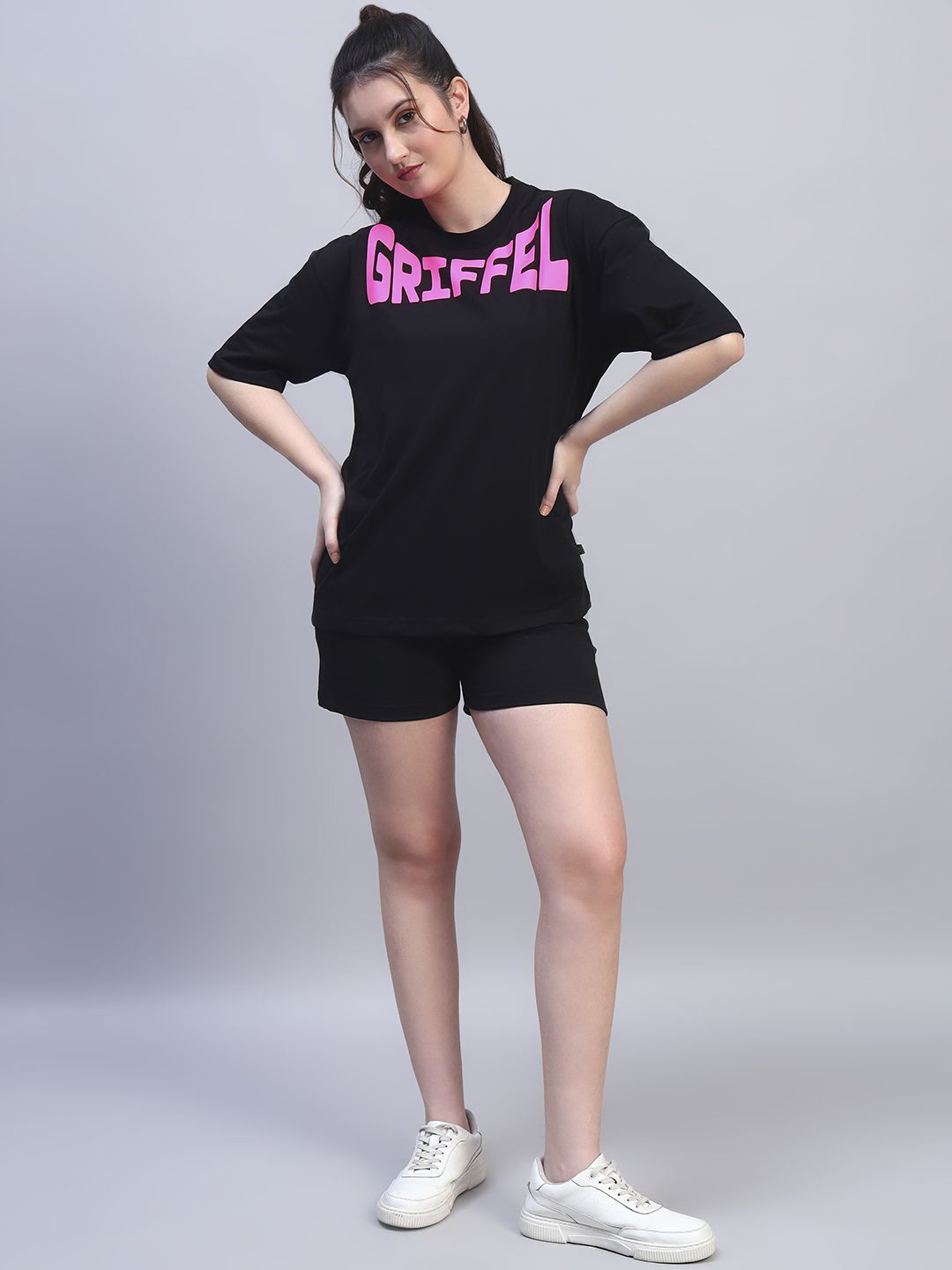 GRIFFEL Printed Oversized Breathable Pure Cotton  T-shirts & Shorts Co-Ords