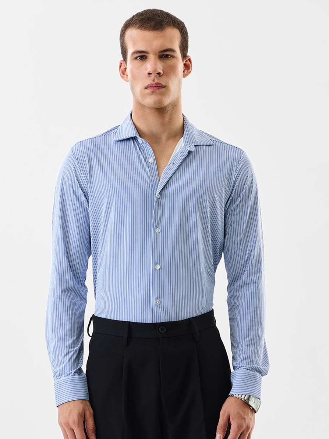 Snitch Classic Multi Striped Wrinkle Resistant Slim Fit Formal Shirt
