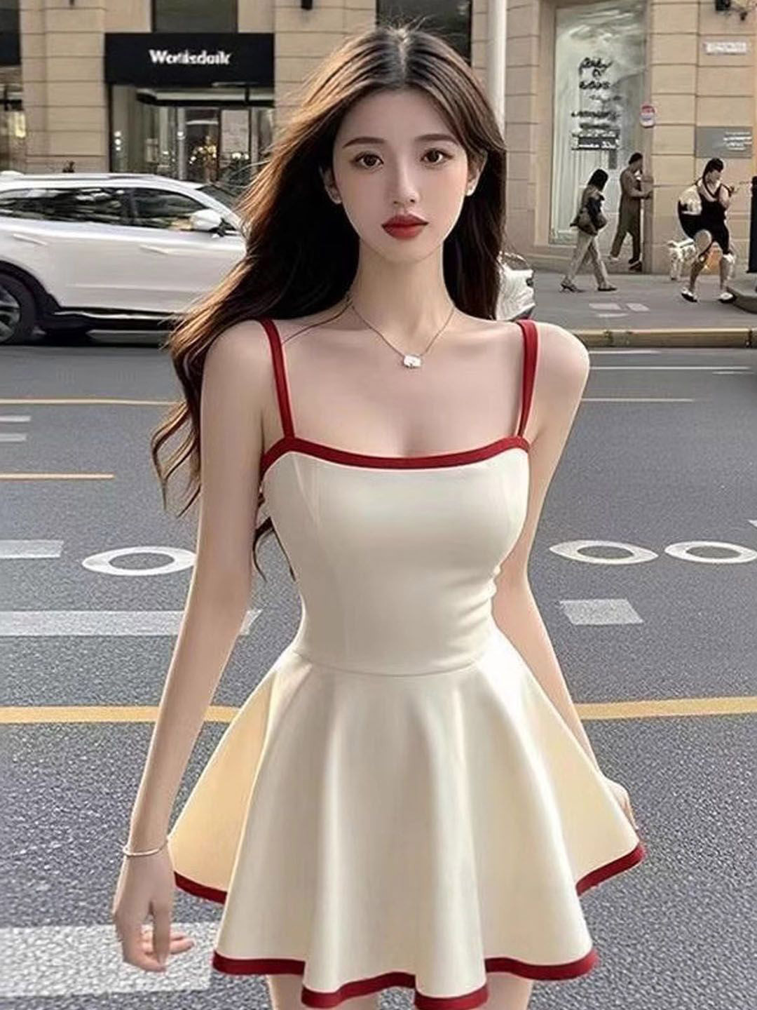 StyleCast Women Shoulder Straps Casual Fit and Flare Dress