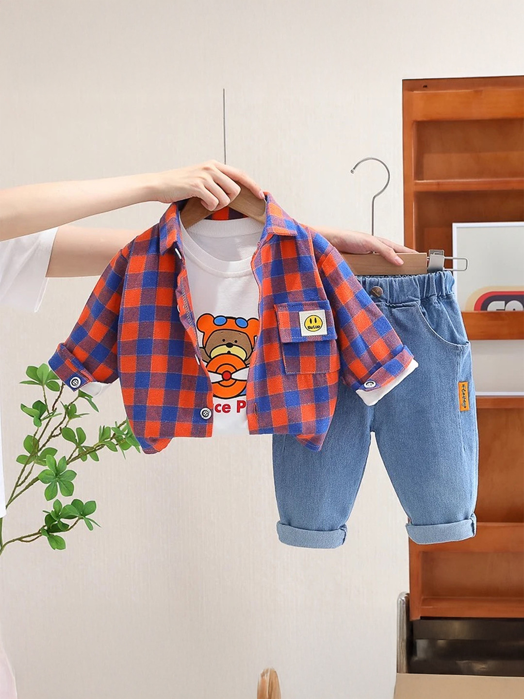 TrendyKid Boys Printed T-shirt and Shirt Clothing Set