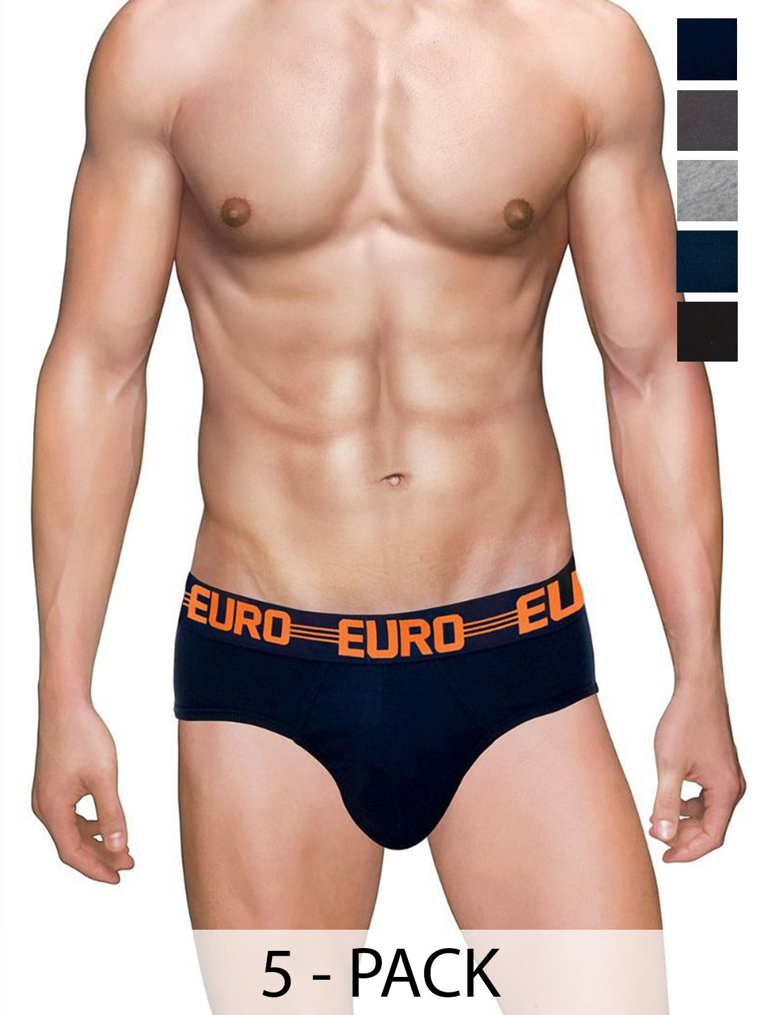 Euro Pack Of 10 Assorted Pure Cotton Mid-Rise Basic Briefs Euro-Micra-Flash-Brief-10
