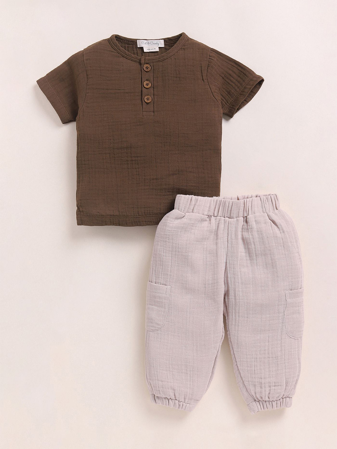 COT & CANDY Kids Muslin Organic Cotton T-Shirt With Jogger
