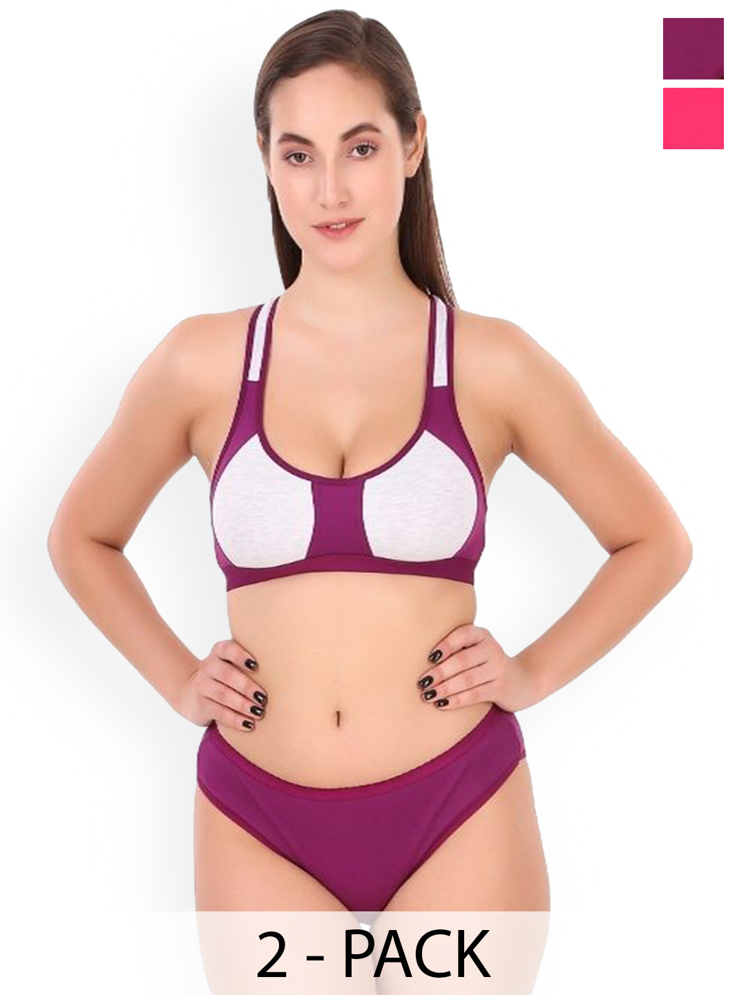 EMPISTO Pack Of 2 Non Padded Lingerie Set-SRE-NEXY-PINK-PURPLE-30