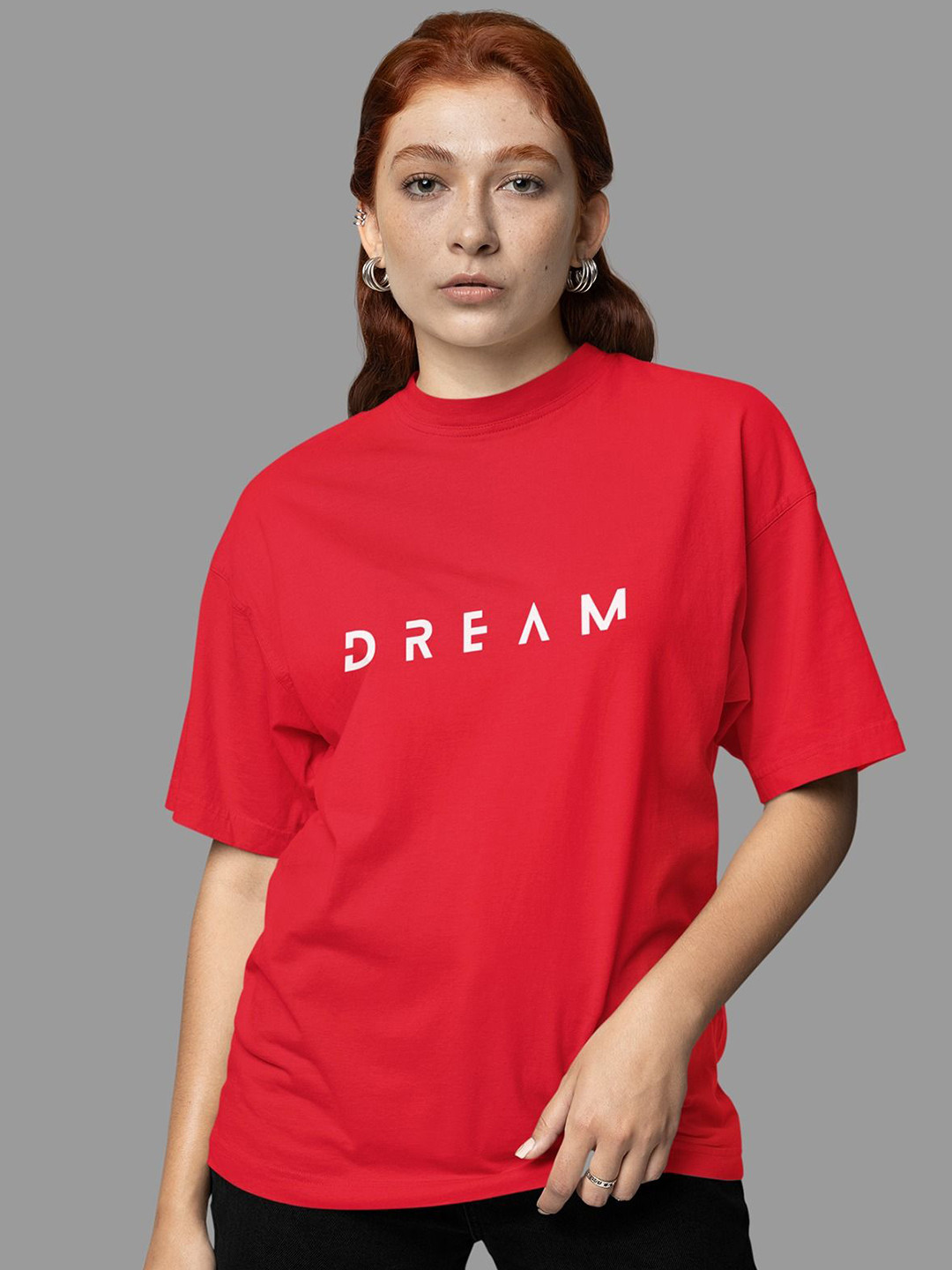 SNUG24 Typography Printed Drop-Shoulder Sleeves Oversized Cotton T-shirt