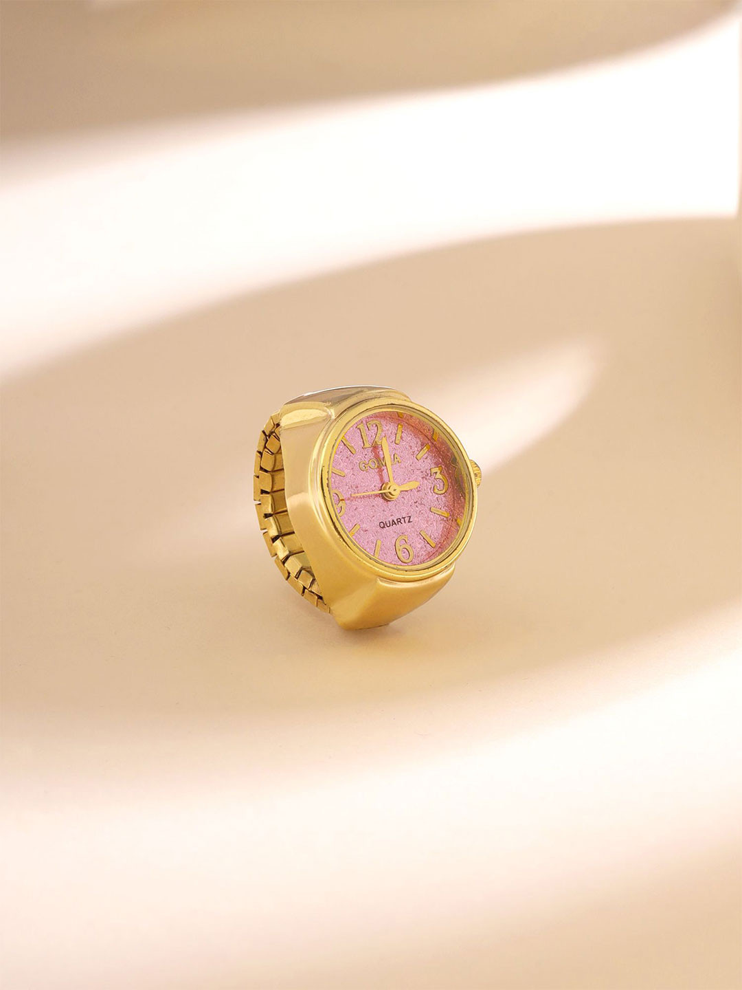 Yellow Chimes Analog Dial Stretchable Watch Finger Gold Ring