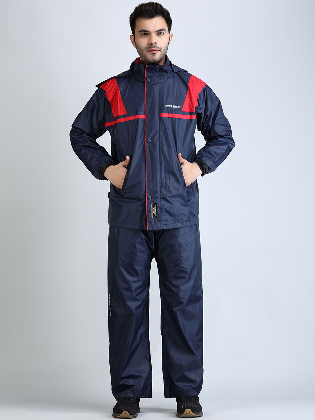 Super Colourblocked Detachable Hooded Long Sleeves Rain Suit