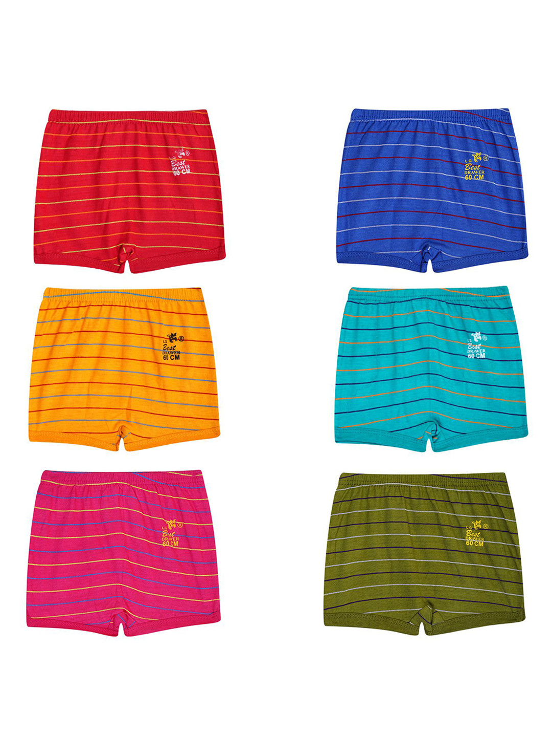 YELLOWDELIGHT Pack Of 6 Striped Cotton Hipster Briefs YD 809 Naya (b) lte strp dr 0-6m
