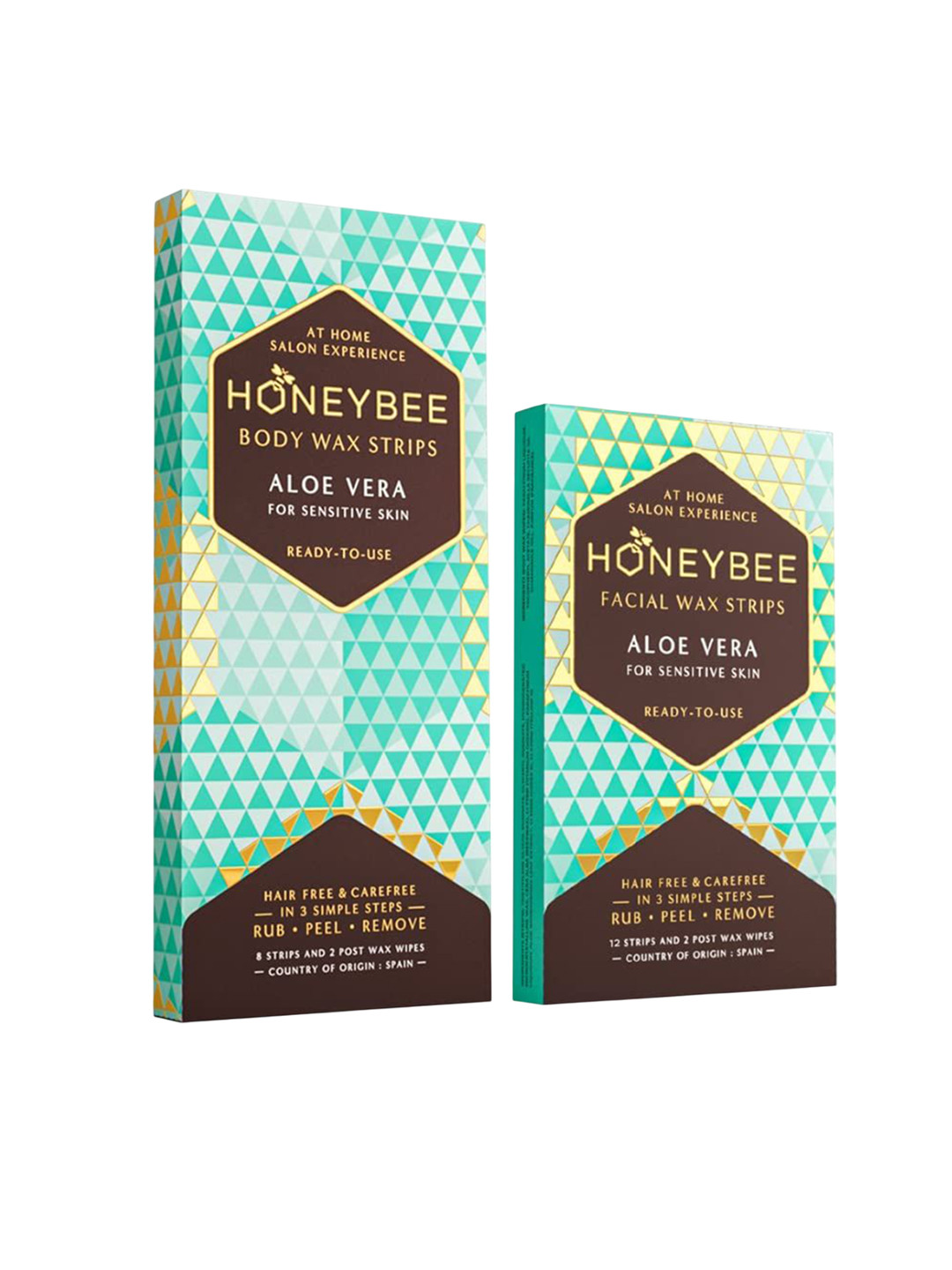 Honeybee Set Of 2 Aloe Vera Full Body Wax Strips - 12 Strips & 8 Strips & 2 Post Wax Wipes