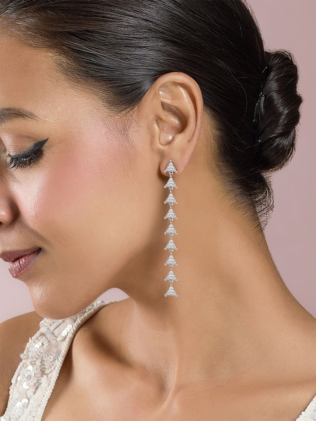 Ornate Jewels 925 Silver American Diamond Dangle Earring