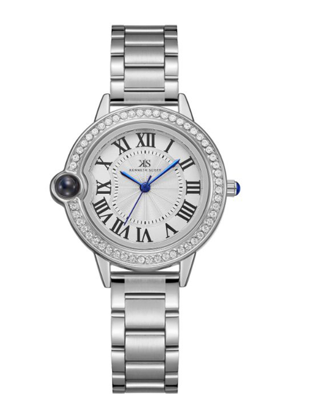 KENNETH SCOTT Women Embellished Dial & Stainless Steel Straps Analogue Watch K22530-SBSW