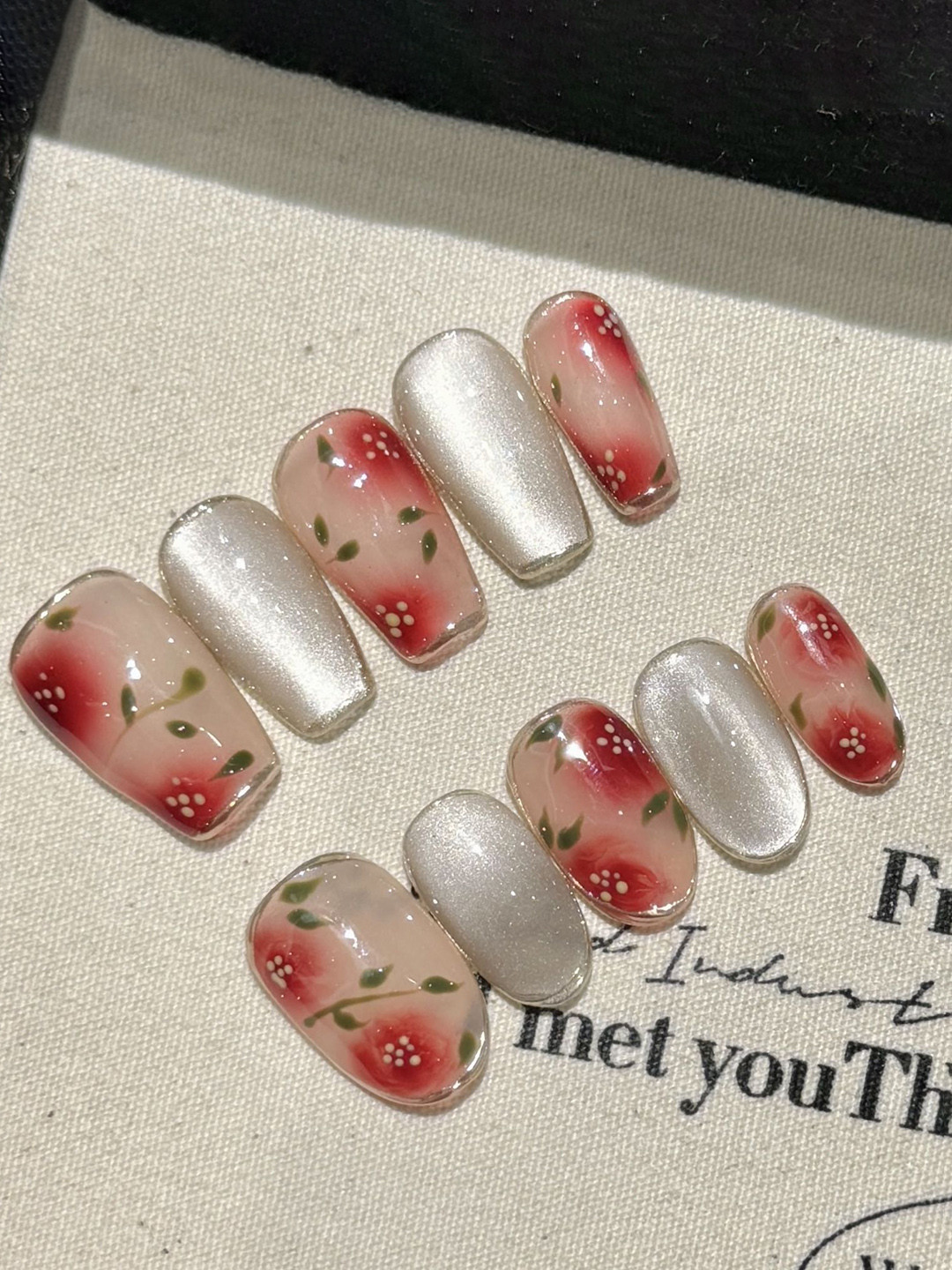 StyleCast x Revolte Set Of 10 Nail Extension - Silver & Beige