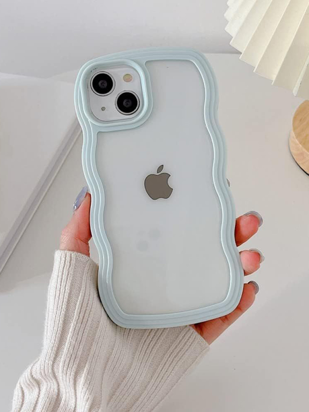 CASE CREATION Women iPhone Xs Max Transparent Curly Wave Back Case Mobile Accessories