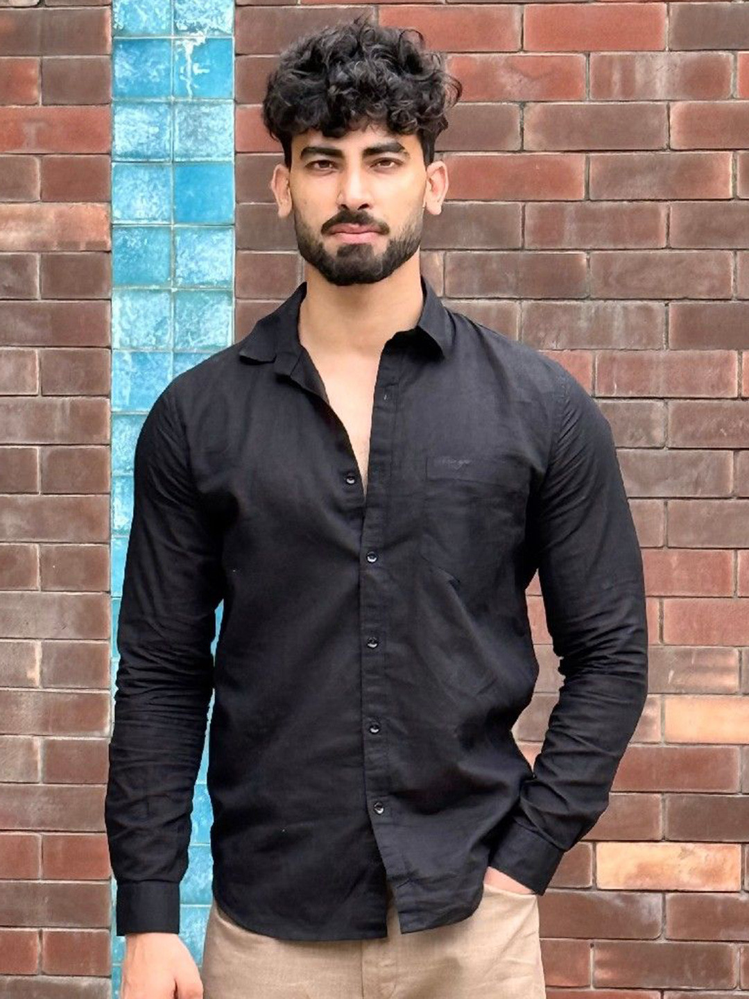 Be Savage Slim Fit Long Sleeves Linen Shirt