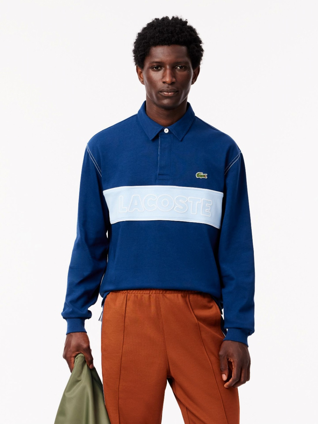 Lacoste Colourblocked Polo Collar Relaxed Fit Cotton Rugby T-shirt