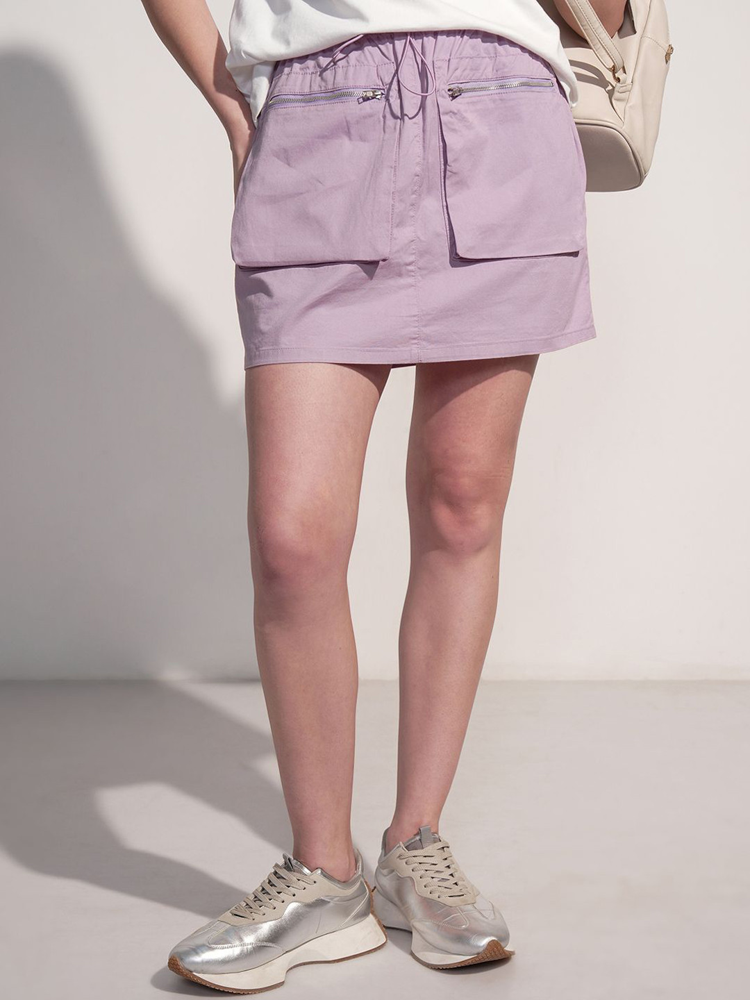 Tokyo Talkies Cotton Straight Mini Cargo Skirt