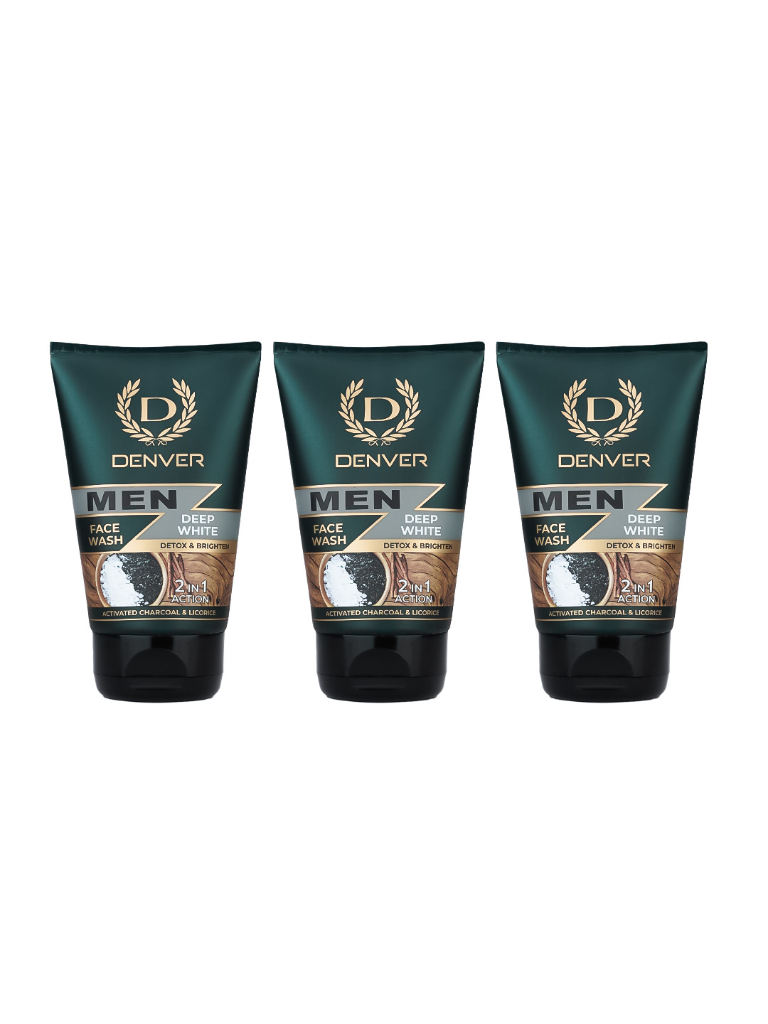 Denver Set of 3 Men Deep White Detox & Brighten Face Wash - 100g Each