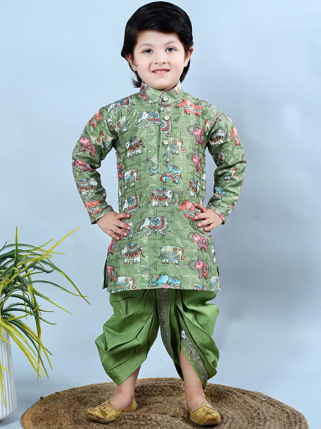 BT DEZINES Boys Animal Printed Kurta with Dhoti Pant