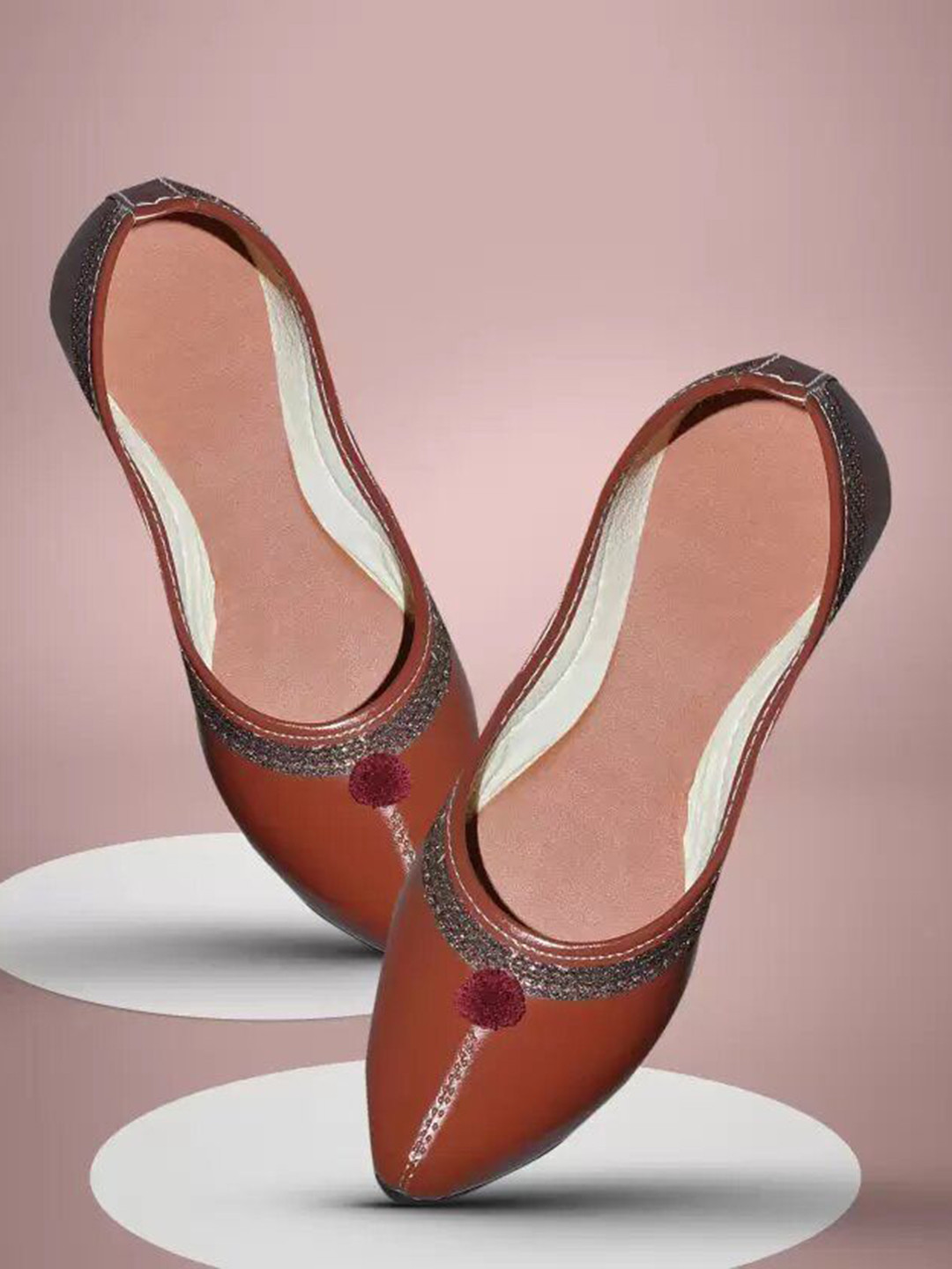 SHOE LAB Women Woven Design Pointed Toe Open Toe Flats