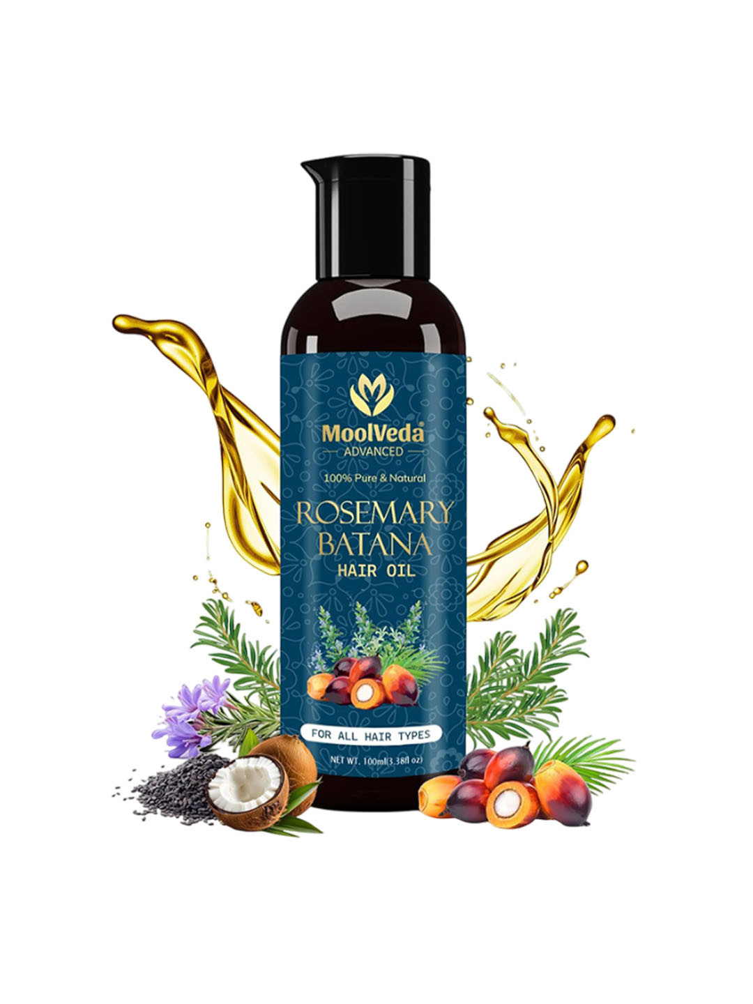 MOOLVEDA Rosemary Batana Hair Oil With Coconut & Sesame Oil - 100 ml