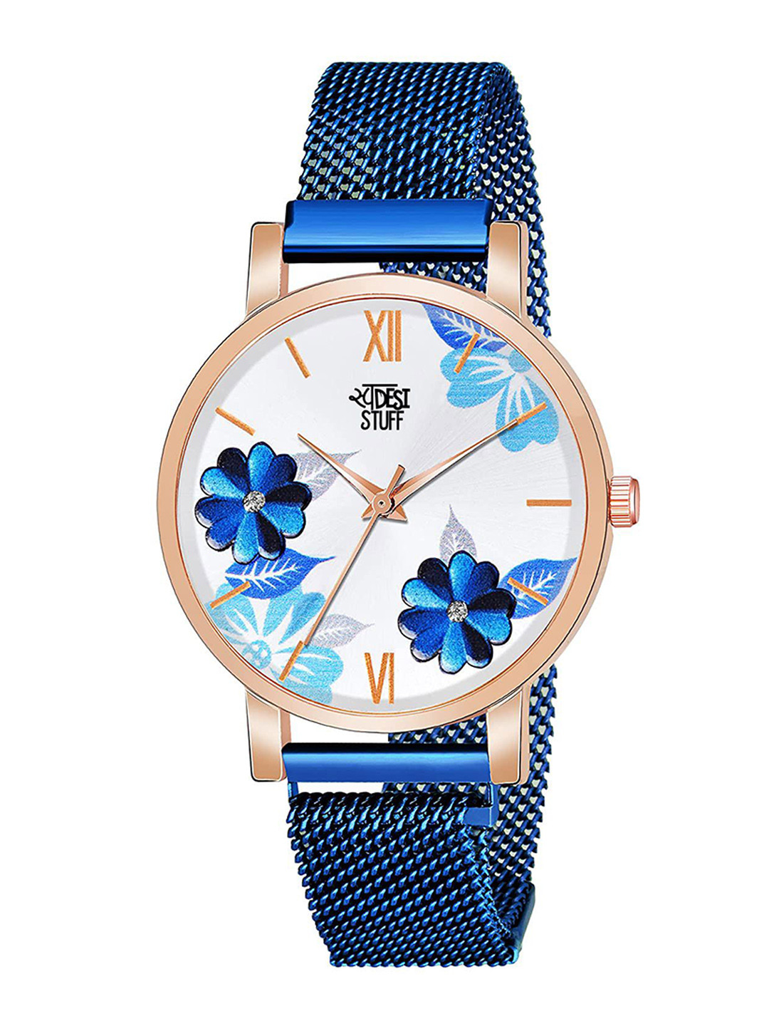SWADESI STUFF Women Printed Dial & Straps Analogue Watch MG FLOWER BLUE 2019