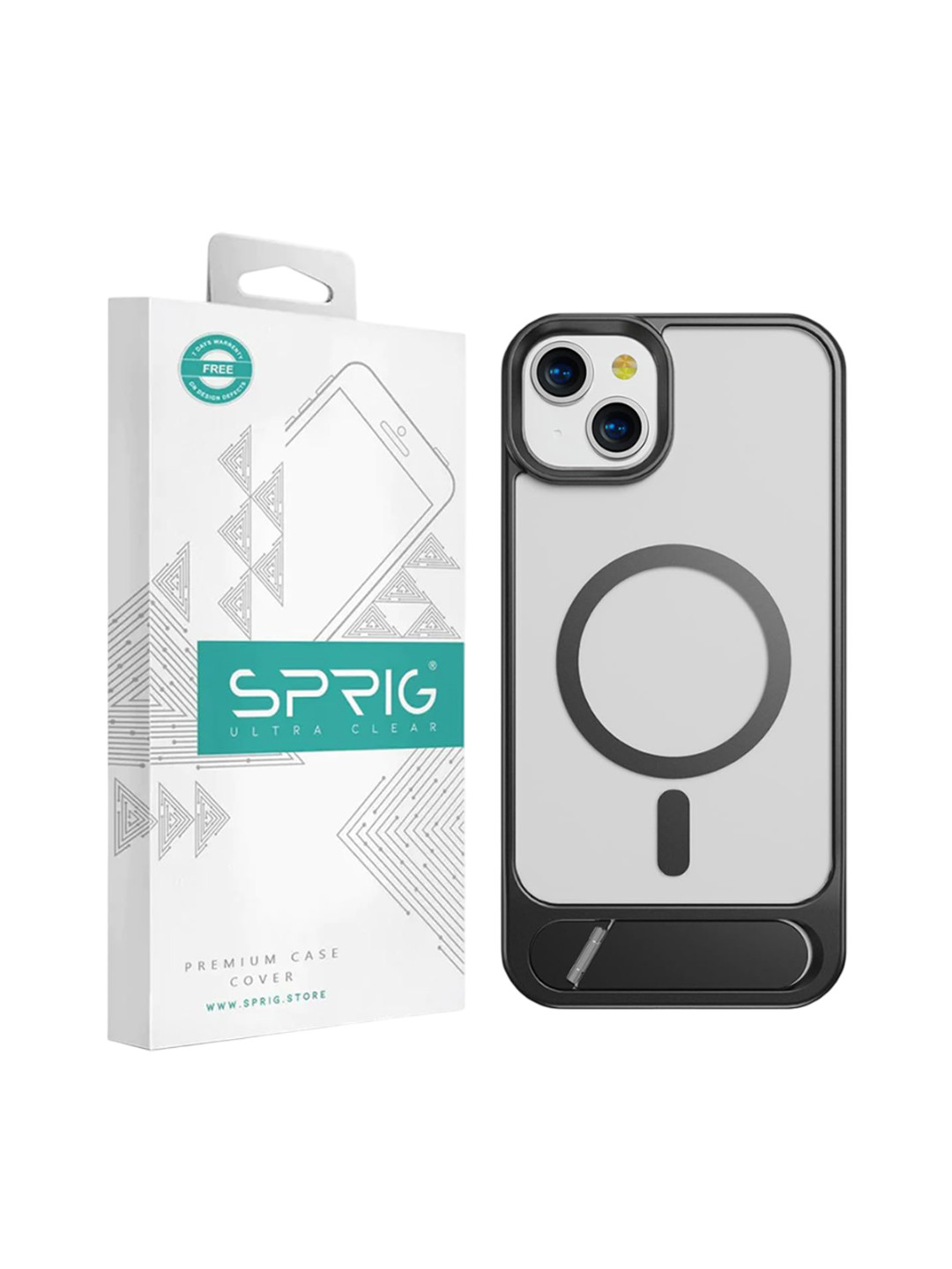 SPRIG iPhone 15 Plus Transparent Magsafe with Stand Back Cover