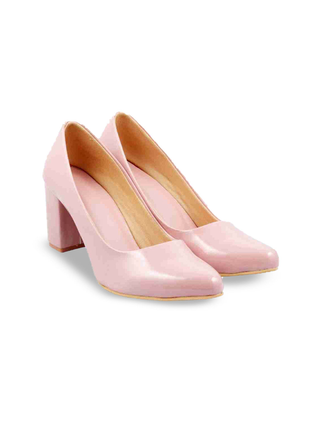 SHOE LAB Women Pointed Toe Block Heeled Pumps