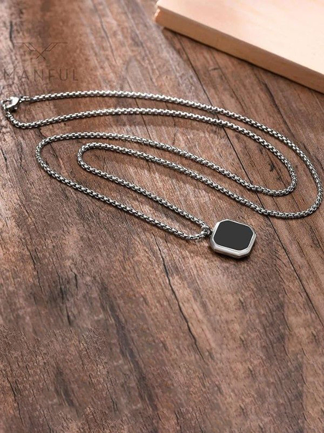 SID PARI SALLER Silver-Plated Artificial Stones Studded Square Shaped Pendants