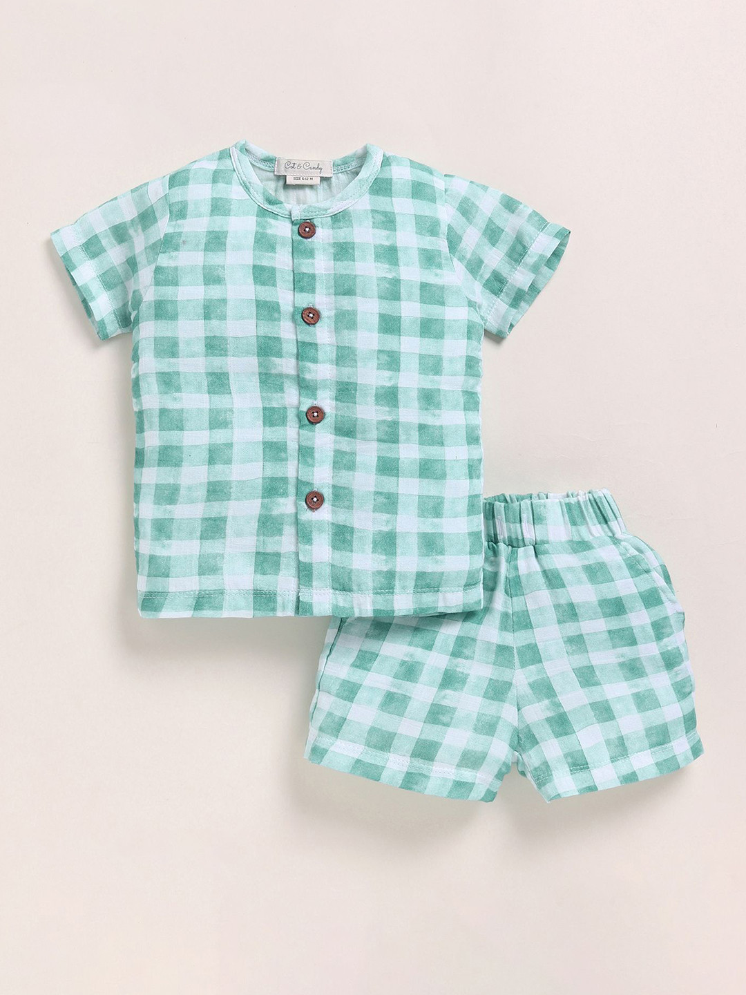 COT & CANDY Kids Checked Shirt with Shorts Clothing Set