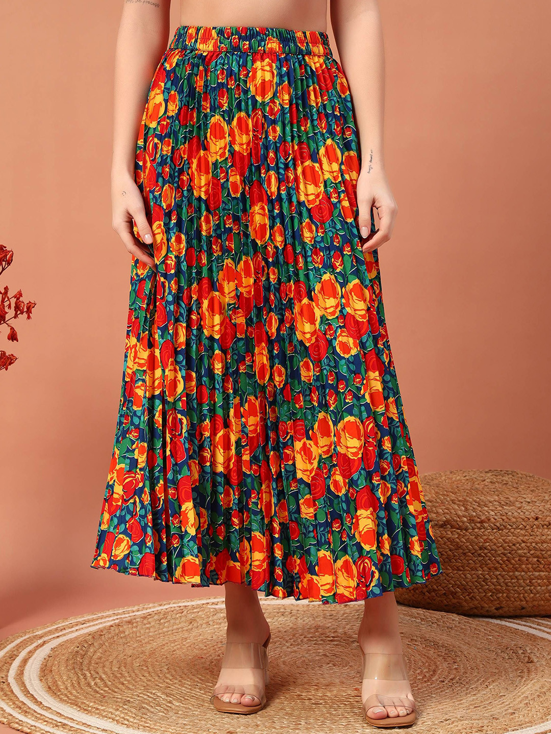 LookShine Printed Flared Maxi Skirt