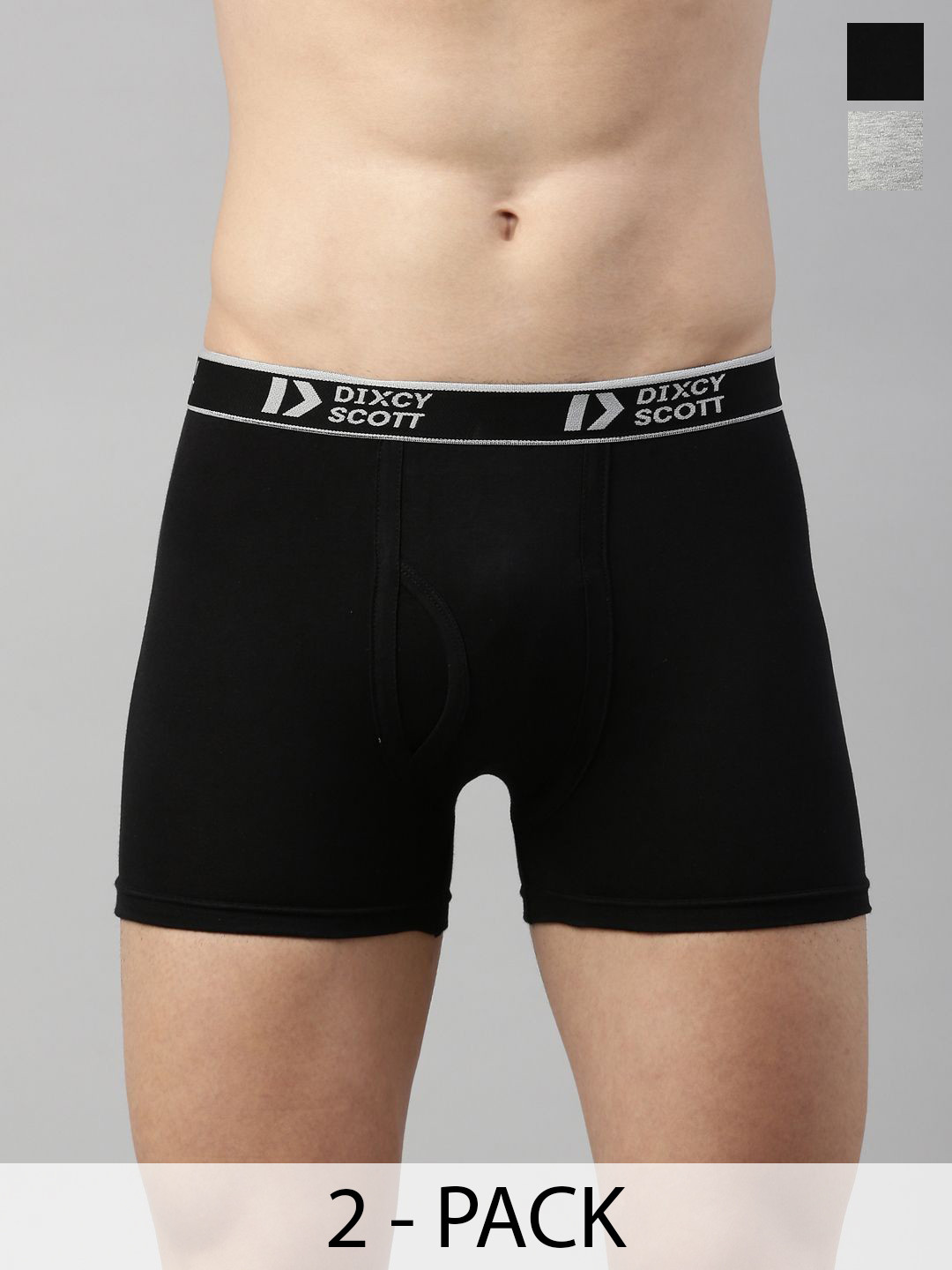Dixcy Scott Originals Pack Of 2 Cotton Short Trunks CROSS-TRNK-RN-P2, BLGM