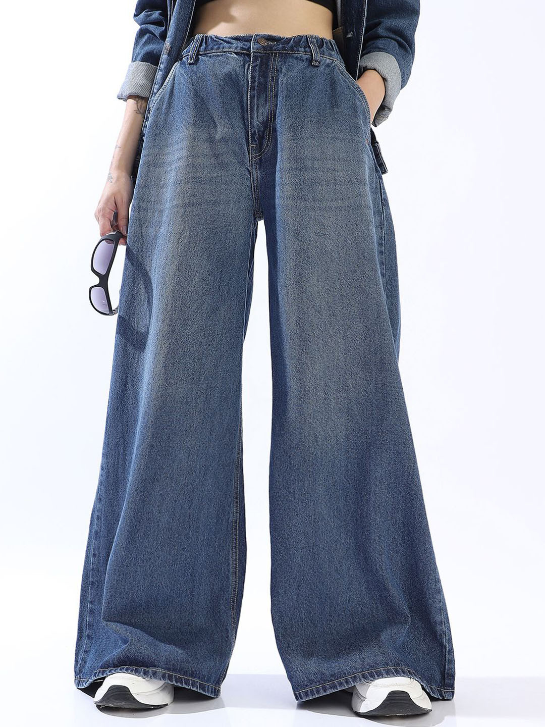 High Star spring summer Women Comfort Wide Leg High-Rise Jeans