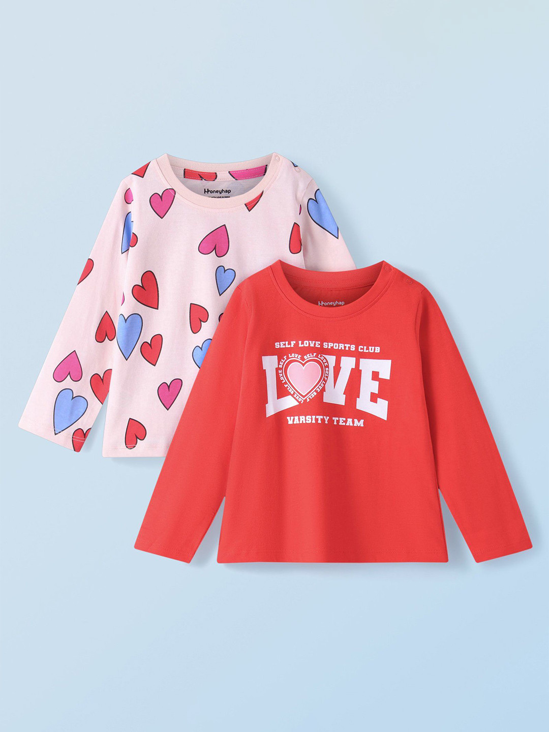 Honeyhap Girls Pack of 2 Geometric Print Cotton Tube Crop Top