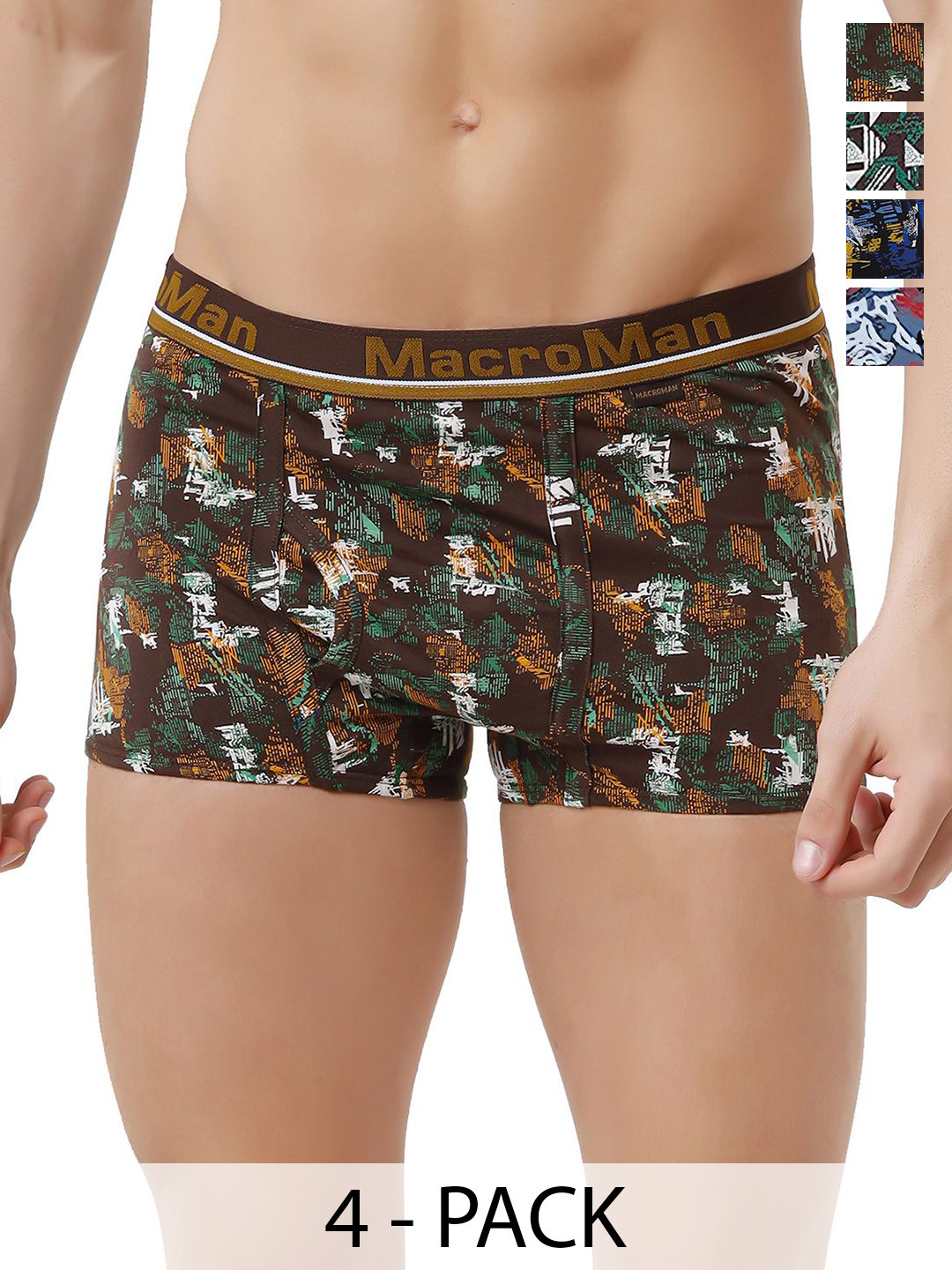 Macroman Pack Of 4 Printed Assorted Short Trunk
