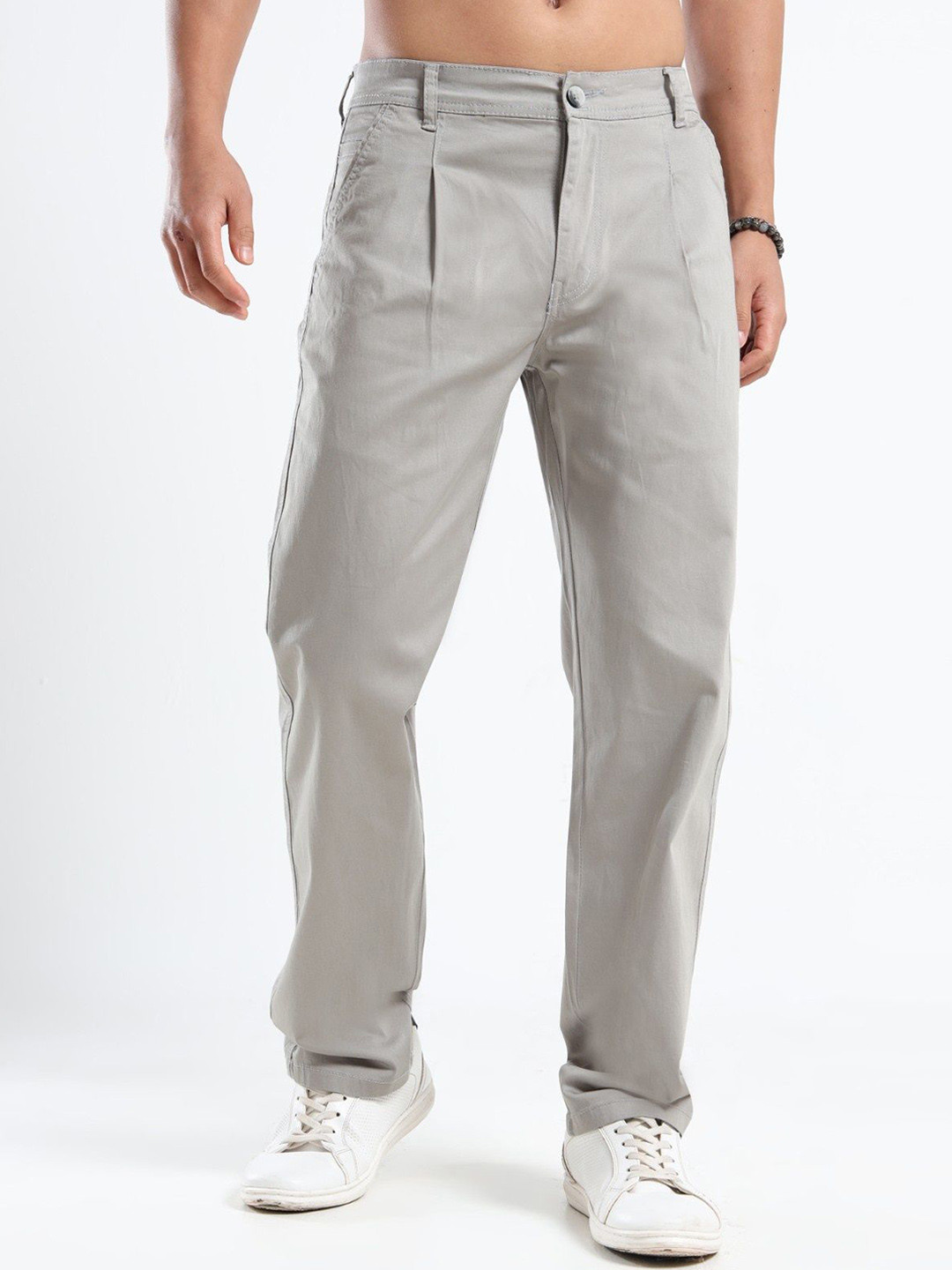 BEVDAAS Men Comfort Relaxed Fit Mid-Rise Pleated Trouser