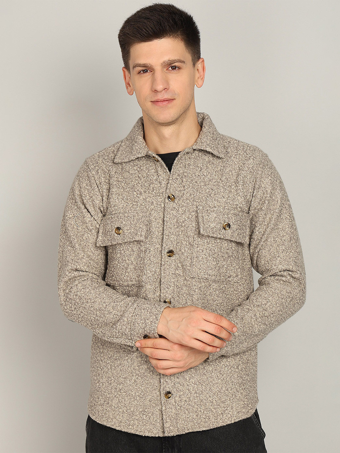 ELLIPSE Textured Long Sleeves Linen Shirt
