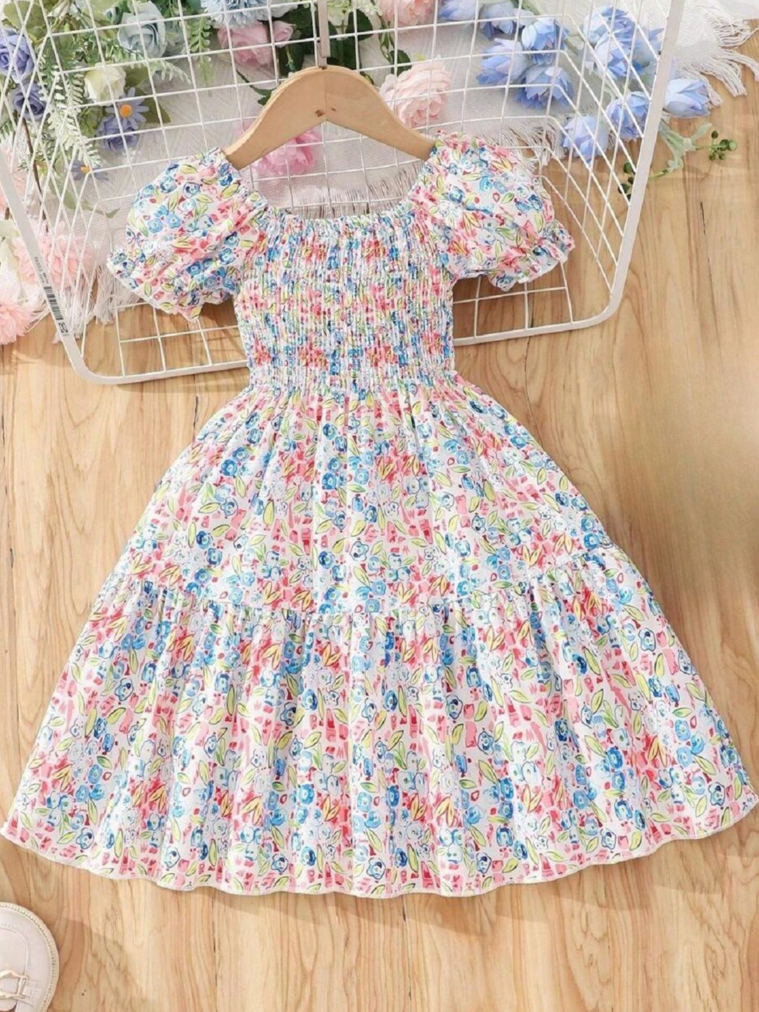 BAESD Girls Floral Print Fit & Flare Midi Dress