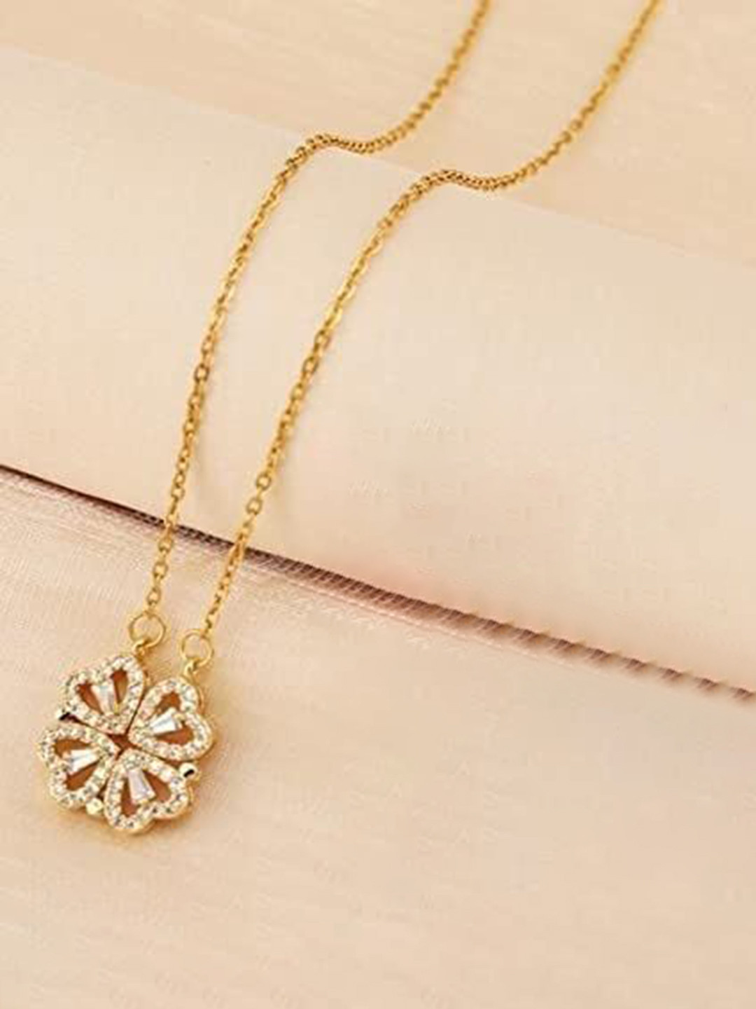 SID PARI SALLER Rose Gold Plated Artificial Stone Studded & Beaded Pendant Chain