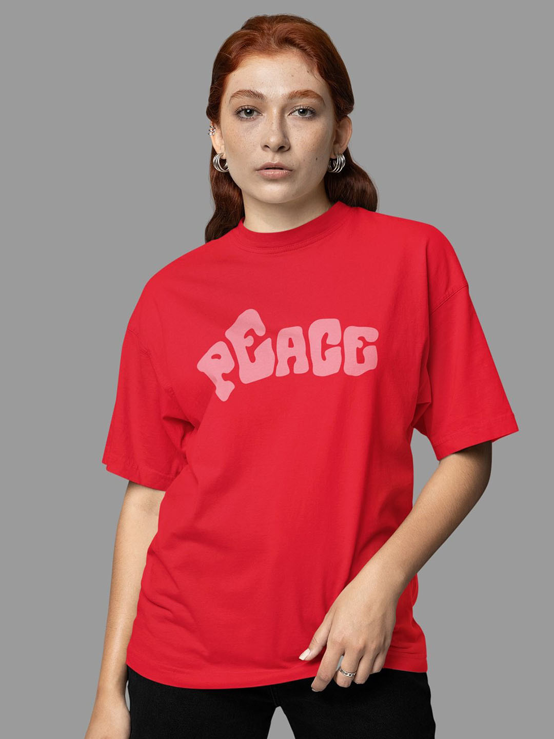 SNUG24 Typography Printed Drop-Shoulder Sleeves Oversized Cotton T-shirt